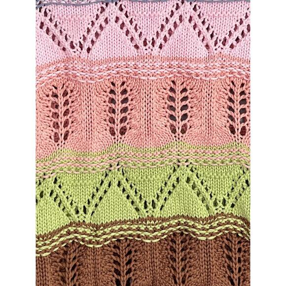 Zara Striped Round Neck Crochet Knit Cropped Sweater Vest Multi Women's Size S - Picture 9 of 9